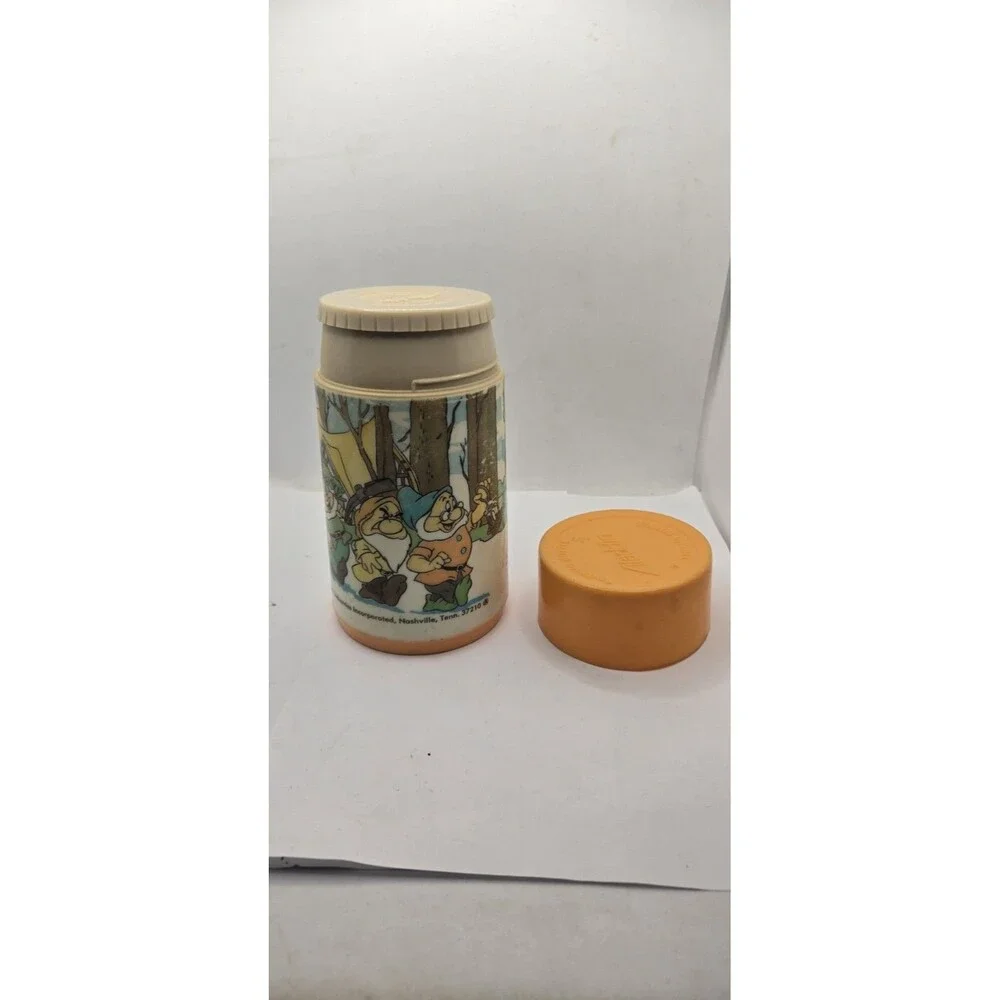 VTG Snow White & the Seven Dwarfs Lunchbox Thermos Aladdin 8oz w/Stopper & Lid
